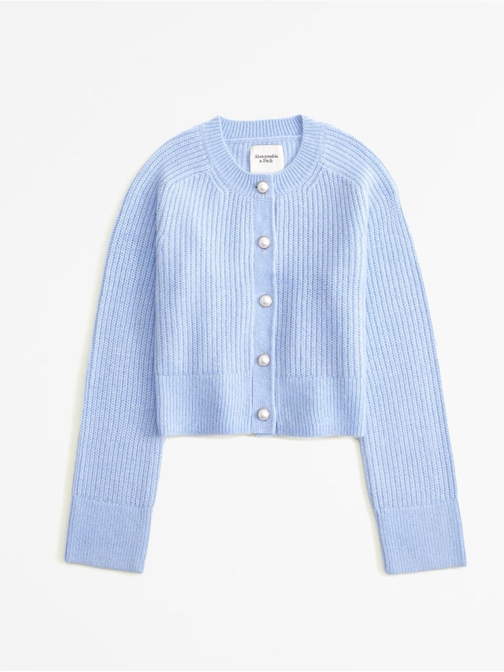 Abercrombie & Fitch Powder Blue Ribbed Pearl-Button Cardigan
